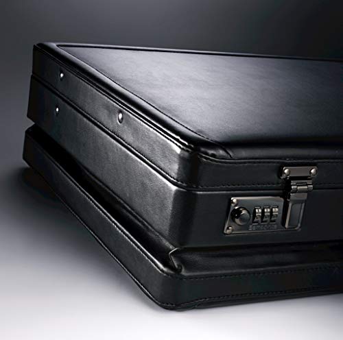 Samsonite Bonded Leather Attache 15.6, Black, 18", Casual