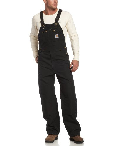 CARHARTT Men's Duck Bib Overall Unlined R01,Black,30 x 32