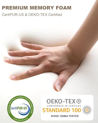Zenzy 2" Twin Memory Foam Mattress Topper, [Removable] [Washable] Cover and [Adjustable] Straps, CertiPUR-US Certified Twin Mattress Topper, Soft and Breathable for Pain Relief- White