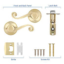 Bonpoly 10 Pack Gold Door Handles, Wave Style Door Lever Passage Door Handle for Hallway and Closet, Keyless Interior Door Levers in Satin Brass Finish, Right Handing