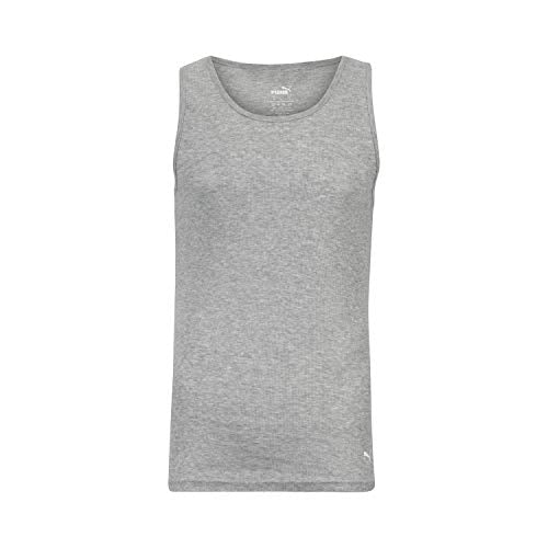 Puma Men's 3 Pack Ribbed Tank Tops, White/Gray/Black, Large