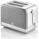 Swan Retro Breakfast Set Kettle 1.8 L, Toaster Bread, Wide Slot, 2 Slices, Digital Microwave 20 litres with 6 Power Levels and Timer, Vintage Design, Grey, One Size