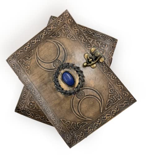 OVERDOSE Vintage Moon Stone Leather Journal - Antique Handmade Bound Journal Sketchbook - Drawing Journal - 5 x 7 inches | 12 x 17 cm | A6