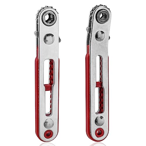 Bestgle 2 Pcs Mini Ratchet Wrench Set Flat Head & Elbow Head Cr-V Steel Reversible Ratcheting Wrenches with 1/4" Hex Drive Socket High Torque Offset DIY Hand Tools for Screwdriver Bits