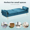 Levede 3 Seater Sofa Bed, Convertible Velvet Lounge Futon Couch with Recliner, Adjustable 3 Level Backrest with 2 Throw Pillow, Golden Legs for Small Spaces(198cm x 80cm x 83cm, Peacock Blue)