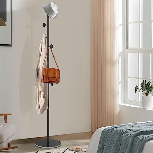 Clothes Rack Coat Stand 8 Hook Metal Hall Tree Freestanding Hat Hanger Stand for Coats, Hats, Bags, Purse,Entryway Hallway Black