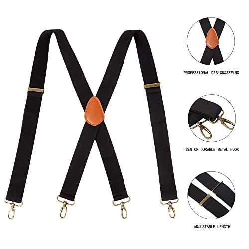 ZANZER 2 Packs Suspenders Braces for Men Heavy Duty, Adjustable Elastic X Back Suspender (Black+Navy)