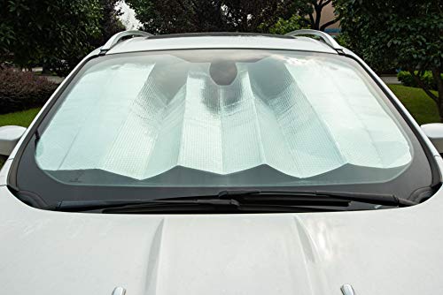 Amazon Basics UV Reflecting Foldable Front Windshield Sun Shade - 144.78 x 71.12 CM, 2-MM Thickness