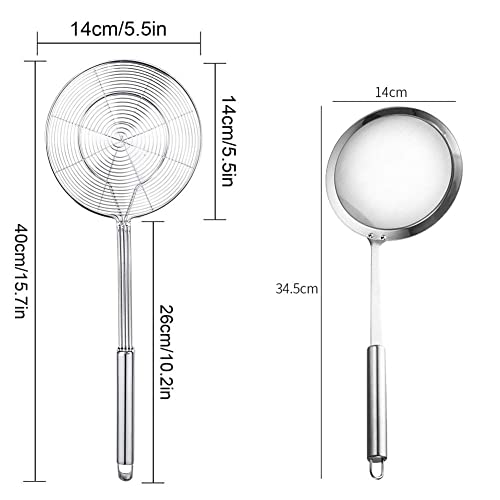 Durable 304 Stainless Steel Canning Ladle Oil Soup Spoon,Fat Skimmer Spoon Hot Pot Fine Mesh Food Strainer Spider Strainer (4PCS)