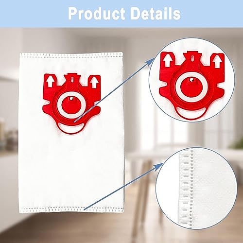 12 Pack Miele AirClean 3D FJM Vacuum Cleaner Bags Replacement Compatible with Miele Compact C2 Complete C1 Compact C1 S246-S256i, S300,S500 S700,S4000 and S6000 Series canister vacuums,Part