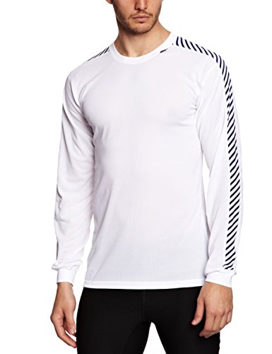 Helly Hansen HH LIFA Stripe Crew Functional Shirt - Thermoactive Sports Underwear for Jogging, Sailing, Hiking or Skiing - Long Sleeve Base Layer for Men White