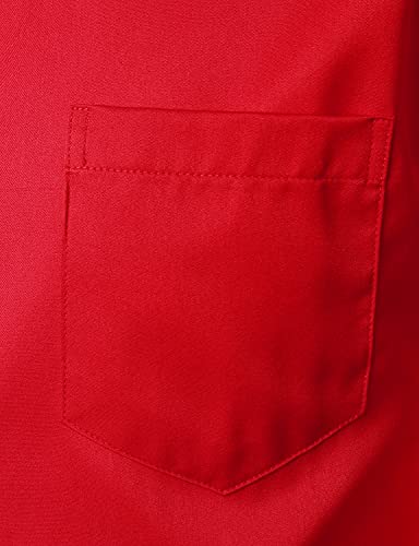 ZEROYAA Men's Casual Urban Stylish Slim Fit Short Sleeve Button Up Dress Shirt with Pocket, Red, 3X-Large