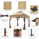 Yaheetech 11'x11' Pop Up Gazebo Outdoor Canopy Shelter Instant Pop Up Patio Gazebo Sun Shade Gazebo Canopy Tent with Double Tiers and Mesh Netting, for Lawn, Garden, Backyard and Deck (Khaki&Brown)