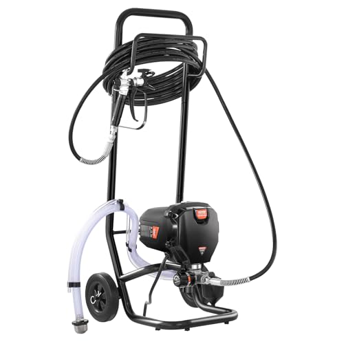 VEVOR Stand Airless Paint Sprayer, 750W 3000PSI High Efficiency Electric Airless Sprayer with Cart, Fine and Even Painting Effect, Paint Sprayers for Home Interior and Exterior Furniture and Fences