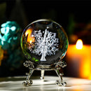 ZEERSHEE 60mm 3D Glass Laser Tree of Life Ball Figurine Life Tree Crystal Ball Decor for Home Glass Healing Ball with Stand Tree of Life Gifts for Women