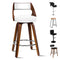 ALFORDSON Bar Stools 2X Swivel Kitchen Stool 65cm Seat Height Wooden Counter Stool with Footrest and Adjustable Leg Levelers Leather Leather Dining Chairs for Home Bar Dining Room (Eden White)