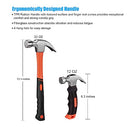 ZUZUAN 2 Piece Hammer Set,includes 1 Pack 8 OZ Mini Stubby Claw Hammer and 1 Pack 16 OZ Fiberglass General Purpose Claw Hammer,Soft Nonslip Handle & Heat Treated Head,Heavier for Higher Hardness