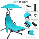 Yaheetech Outdoor Hanging Chaise Lounge Chair Hammock Chair w/Built-in Pillow and Removable Canopy for Patio Backyard Deck Garden - Teal