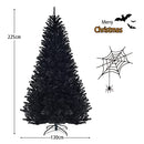 1.8m/2.25M Christmas Tree, Artificial Black Christmas Tree with Sturdy Metal Stand, 1036/1258 Branch Tips PVC Needles, Easy-Assembly, Festival Decor for Home, Garden, Halloween, Black (2.25M)