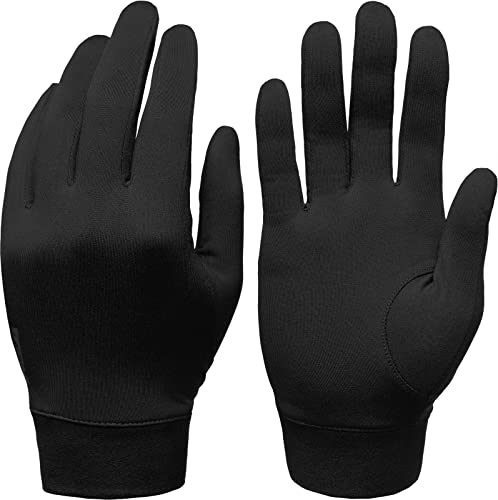 TSLA Men and Women Cold Weather Running Gloves, Fleece Lined Thermal Winter Gloves, Lightweight Sports Cycling Gloves YZV05-BLK Large