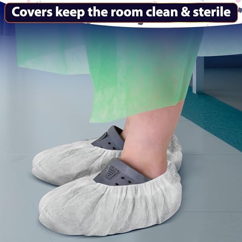 100 Pack Disposable Shoe Covers Sneaker Boot Covers White Shoe Protectors Non Slip Durable Shoe Booties Cover One size(White)