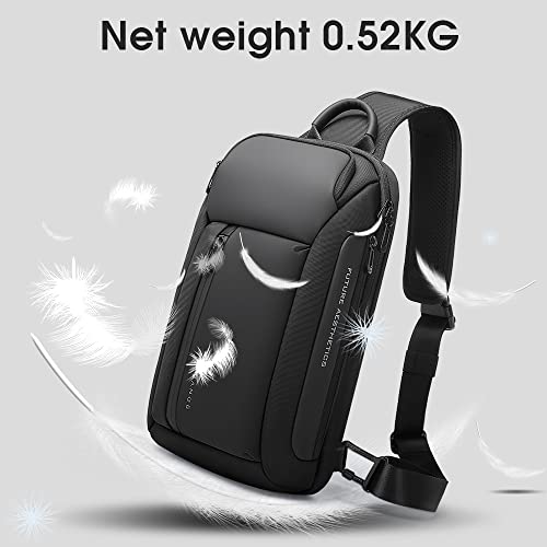 BANGE Sling Bag, Waterproof Men's Chest Bag Shoulder bags Crossbody Sling Backpack for Men……, 7566black, Minimal,casual