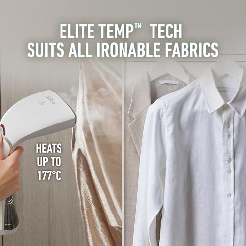 Sunbeam Power Boost Handheld Garment Steamer | 2100W, 90g/Min Steam Shot Clothes Steamer, Fast Heat Up Travel Steamer, Durable Scratch Resistant Cermaic Plate, White & Gold SCG2000