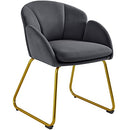 Yaheetech Flower Shape Velvet Armchair, Modern Side Chair Vanity Chair with Golden Metal Legs for Living Room/Dressing Room/Bedroom/Home Office/Kitchen, Dark Gray