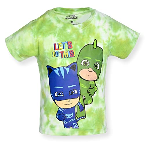 PJ Masks Boys Catboy, Owlette and Gekko 3 Pack T-Shirt for Toddler and Little Kids Blue/Green/Yellow, Tie Dye Multi Color, 4T