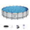 Bestway Steel Pro MAX 18 Foot x 48 Inch Round Metal Frame Above Ground Outdoor Swimming Pool Set with 1,000 Filter Pump, Ladder, and Cover