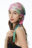 Chemo Headwear Pre Tied Head Scarf Headwraps Lightweight Turban Beanie Cap for Women (Tie Dye Green)