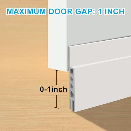 Suptikes 2 Pack Door Draft Stopper，Door Sweep for Exterior & Interior Doors,Door Bottom Seal Dust and Noise Insulation Weather Stripping Draft Guard Insulator, 1-4/5" W x 36" L,White