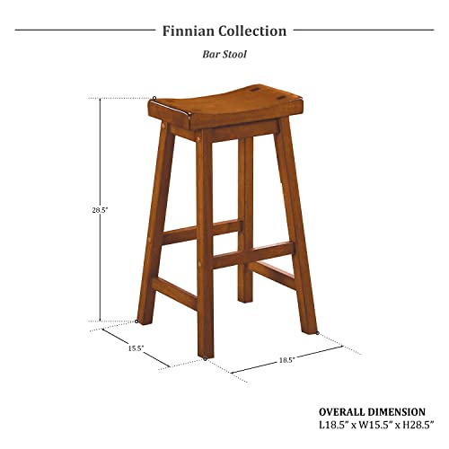 Lexicon Finnian Saddle Wood Bar Stool (Set of 2), 28.5" SH, Oak