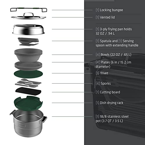 Stanley Adventure Base 4X Camp Cook Set, Stainless Steel, 3.5 L
