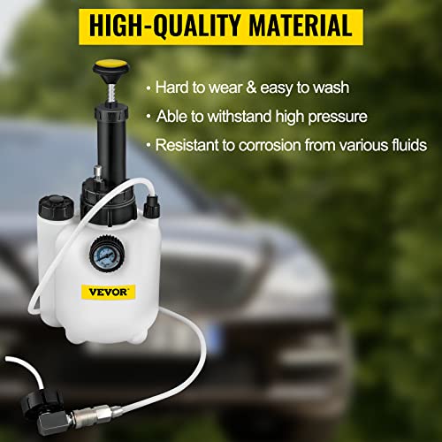 VEVOR Brake Fluid Bleeder Brake Fluid Replacement Tool 3L Large Capacity, Corrosion-resistant Brake Oil Replacement Kit for Most Cars, with Pressure Gauge, Releasing Valve, and 1L Waste Oil Bottle