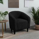 Yaheetech Accent Barrel Chair, Boucle Fabric Club Chair, Furry Sherpa Elegant Armchair with Cozy Soft Padded, Suitable for Living Room Bedroom Reception Room Office, Black