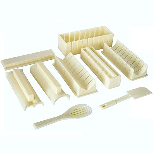 Sushi Kit, 10 pcs Sushi Making Kit, DIY Sushi Maker Rice Roller Mold Set Beginners Homemade Kitchen