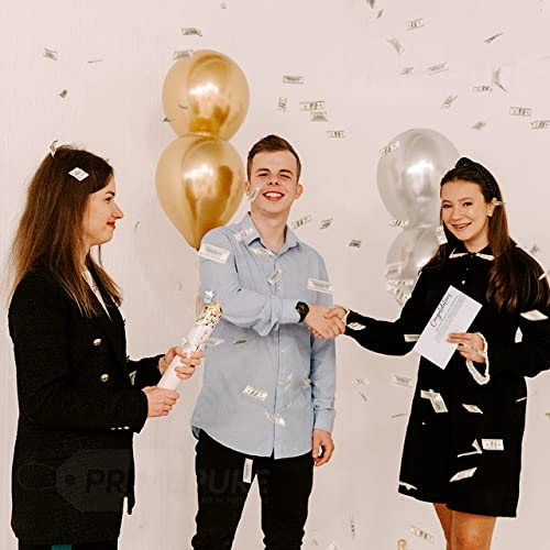 Money Confetti Poppers 4 Pack | Confetti Cannon Party Poppers Confetti Shooters for Events Birthday Celebrations | Bulk Small 100 Dollar Green Bills Launcher | Large Paper Gun Launcher Tube Stick