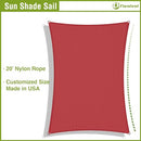 FLORALEAF Sun Shade Sail 16' X 16' Rectangular Terylene Waterproof UV Block Canopy 260GSM for Outdoor Patio Lawn Garden Backyard, Red