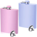2 Pack 8 oz Flasks for Women Hip Flask for Liquor Set Matte Light Purple and Pink Cute Flask with Funnel Leakproof Stainless Steel Flask Whiskey Pocket Flask for Alcohol Drink Wine Wedding Party Gift