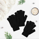 4 Pairs Black Unisex Warm Half Finger Gloves,PIOGHAX Winter Half Finger Knit Gloves Stretchy Knit Fingerless Gloves Suitable for Running, Typing, Cycling