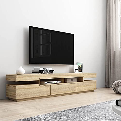 TV Cabinet Entertainment Unit Stand Television Unit with 1 Drawer & 2 Doors Storage Living Room Furniture 200cm Oak