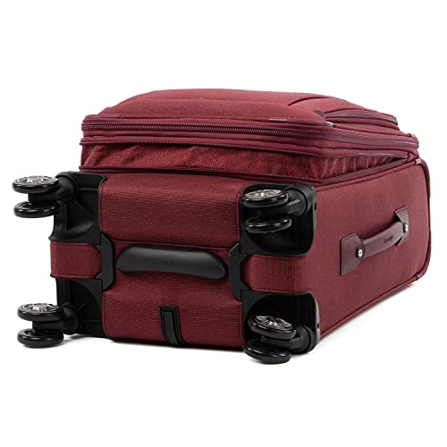 Travelpro Platinum Elite Softside Expandable Luggage, 8 Wheel Spinner Suitcase, USB Port, Fits up to 15" Laptop, Men and Women, Business Plus, Bordeaux Red, Carry-On 21-Inch, Platinum Elite Softside