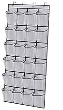 Over The Door Shoe Organizer,24 Large Mesh Pockets,Door Hangering Shoe Storage Bag,White(59" x 22")