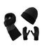 Lallier Winter 3Pcs Men's Wool Hat Scarf Touchscreen Gloves Set, Warm Beanie Skull Cap Scarf Thermal Glove Set for Men, Black, One size