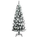 Costway 1.8M/6 ft Pre-lit Snow Flocked Christmas Tree with 9 Lighting Modes and Color Changing LED Lights, Artificial Xmas Hinged Tree with Remote Controller, Xmas Pine Tree Christmas Decoration for Home, Office, Party