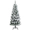 Costway 1.8M/6 ft Pre-lit Snow Flocked Christmas Tree with 9 Lighting Modes and Color Changing LED Lights, Artificial Xmas Hinged Tree with Remote Controller, Xmas Pine Tree Christmas Decoration for Home, Office, Party