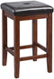 (Mahogany) - Crosley Furniture Upholstered Square Seat Bar Stool, 60cm Seat Height, Set of 2