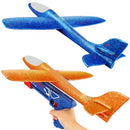 2 Pcs Flying Airplane Toys with Launcher,Foam Glider Planes,Kids Outdoor Toys Yard Games, for 4 5 6 7 8 9 10 Years Old Boys Girls, Airplane Birthday Party Supplies(Red,Blue)