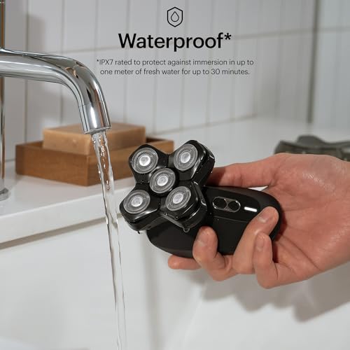MANSCAPED® The Dome Shaver™ PRO Head Shaver for Bald Men – Five Rotary Blade Design with SkinSafe® & FlexAdjust Technology, Waterproof, USB-C & Wireless Charging Compatible with Travel Lock